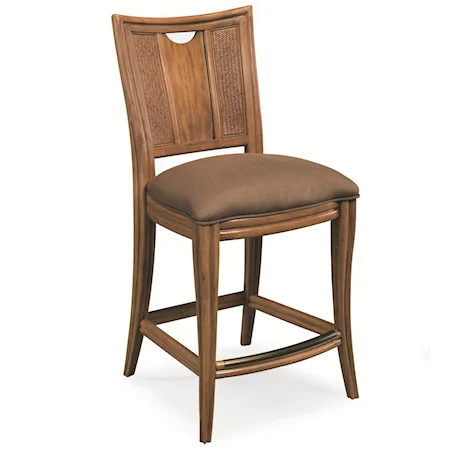 Armless Bar Stool with Upholstered Seat and Full Back